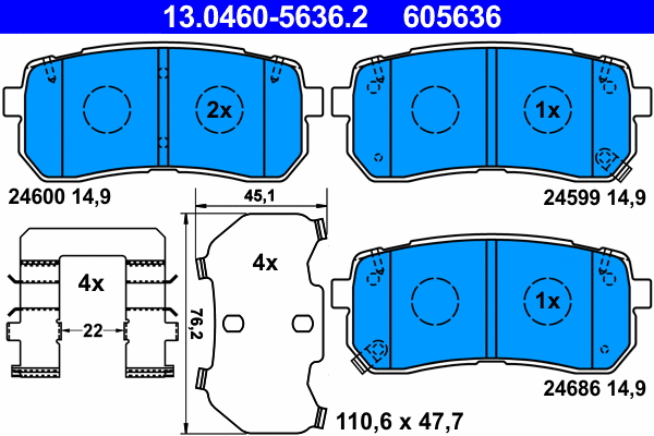 Brake Pad Set, disc brake (13.0460-5636.2)