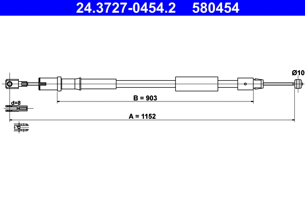 Cable Pull, parking brake (24.3727-0454.2)