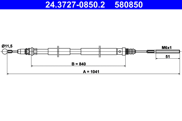 Cable Pull, parking brake (24.3727-0850.2)