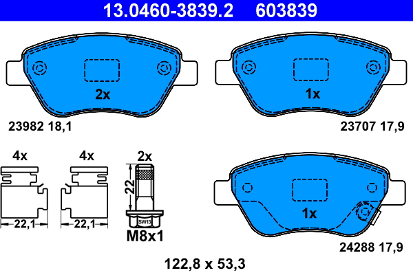 Brake Pad Set, disc brake (13.0460-3839.2)