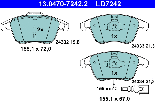 Brake Pad Set, disc brake (13.0470-7242.2)