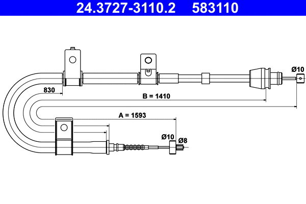 Cable Pull, parking brake (24.3727-3110.2)