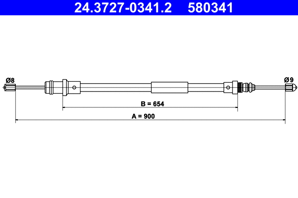 Cable Pull, parking brake (24.3727-0341.2)