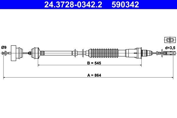 Cable Pull, clutch control (24.3728-0342.2)