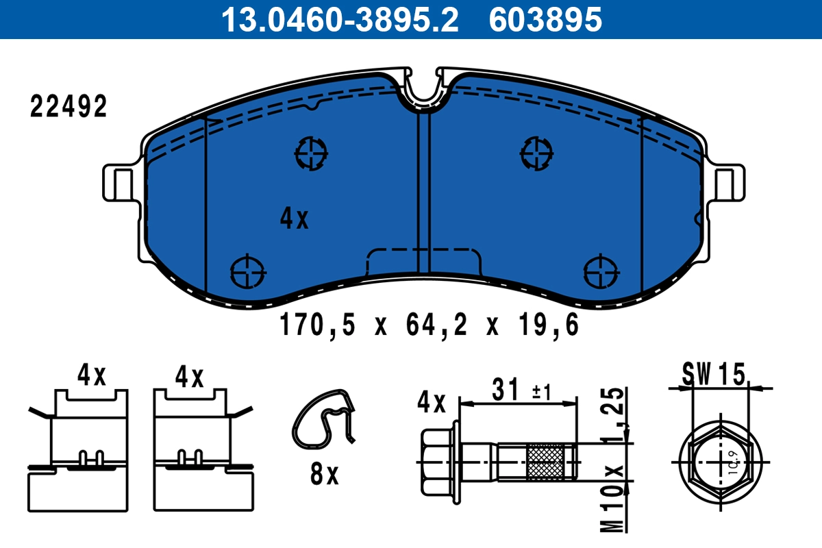 Brake Pad Set, disc brake (13.0460-3895.2)