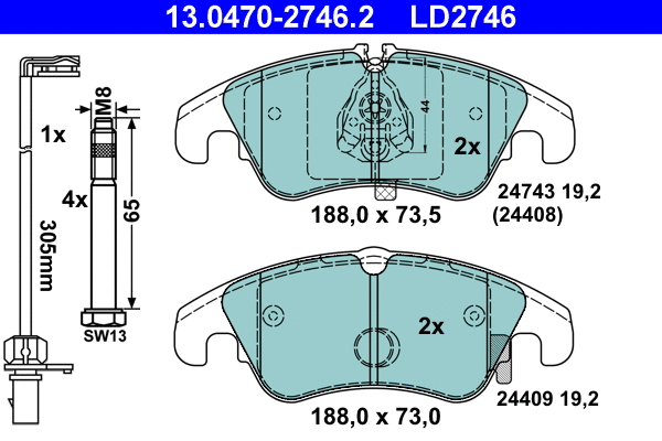 Brake Pad Set, disc brake (13.0470-2746.2)