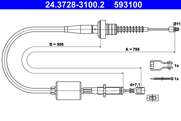 Cable Pull, clutch control (24.3728-3100.2)