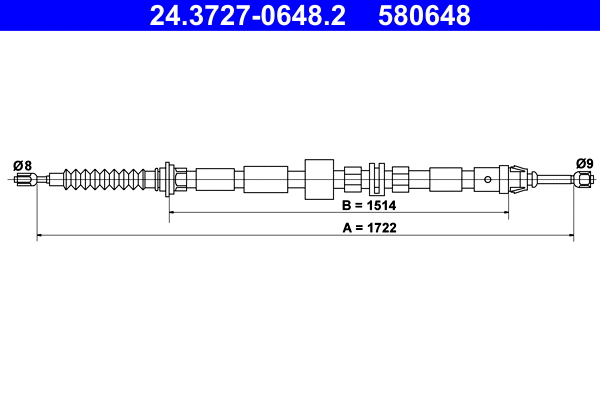 Cable Pull, parking brake (24.3727-0648.2)