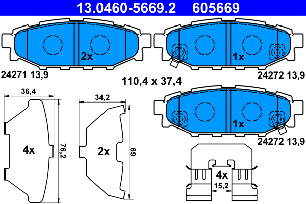 Brake Pad Set, disc brake (13.0460-5669.2)