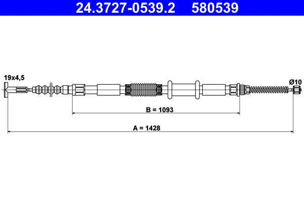 Cable Pull, parking brake (24.3727-0539.2)