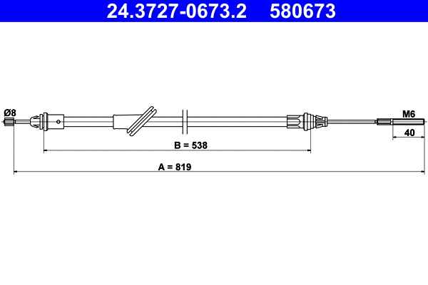 Cable Pull, parking brake (24.3727-0673.2)