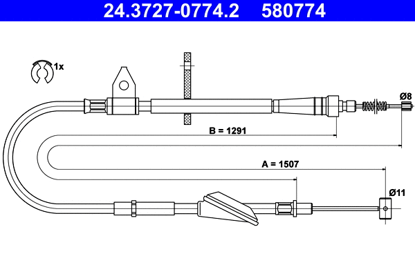 Cable Pull, parking brake (24.3727-0774.2)