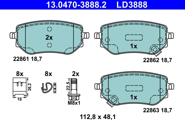 Brake Pad Set, disc brake (13.0470-3888.2)