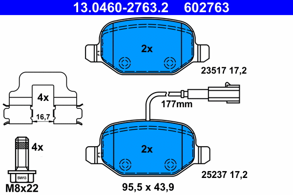 Brake Pad Set, disc brake (13.0460-2763.2)
