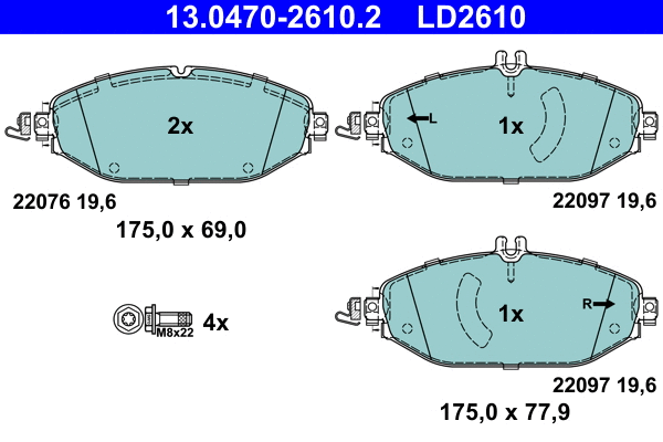 Brake Pad Set, disc brake (13.0470-2610.2)