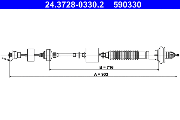 Cable Pull, clutch control (24.3728-0330.2)