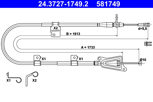 Cable Pull, parking brake (24.3727-1749.2)
