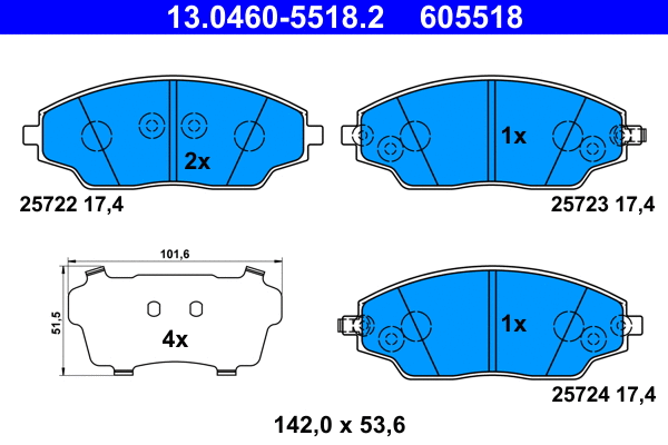 Brake Pad Set, disc brake (13.0460-5518.2)