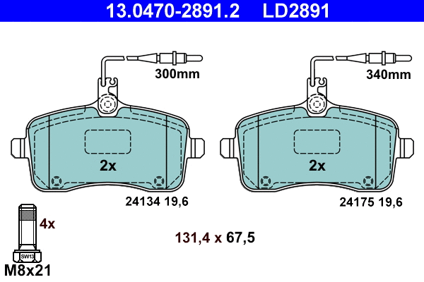 Brake Pad Set, disc brake (13.0470-2891.2)