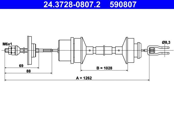 Cable Pull, clutch control (24.3728-0807.2)