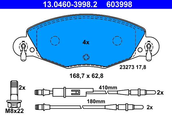 Brake Pad Set, disc brake (13.0460-3998.2)