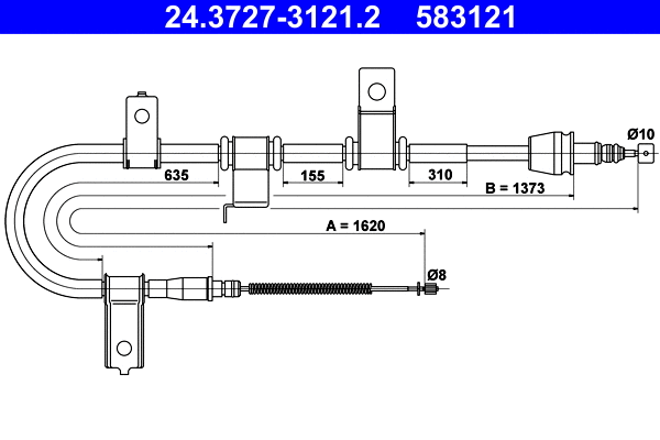 Cable Pull, parking brake (24.3727-3121.2)