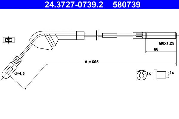 Cable Pull, parking brake (24.3727-0739.2)