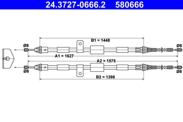 Cable Pull, parking brake (24.3727-0666.2)