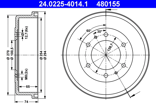 Brake Drum (24.0225-4014.1)