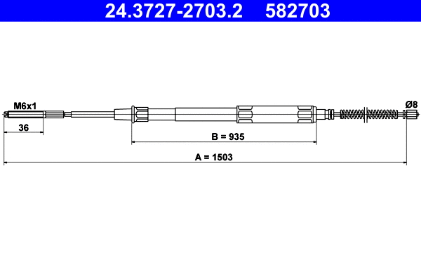 Cable Pull, parking brake (24.3727-2703.2)