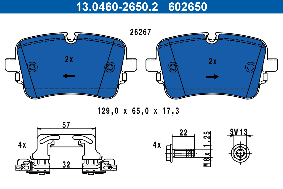 Brake Pad Set, disc brake (13.0460-2650.2)