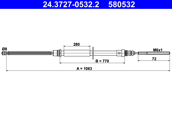 Cable Pull, parking brake (24.3727-0532.2)