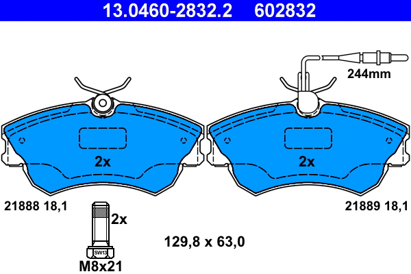 Brake Pad Set, disc brake (13.0460-2832.2)