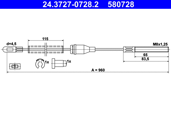 Cable Pull, parking brake (24.3727-0728.2)