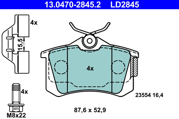 Brake Pad Set, disc brake (13.0470-2845.2)