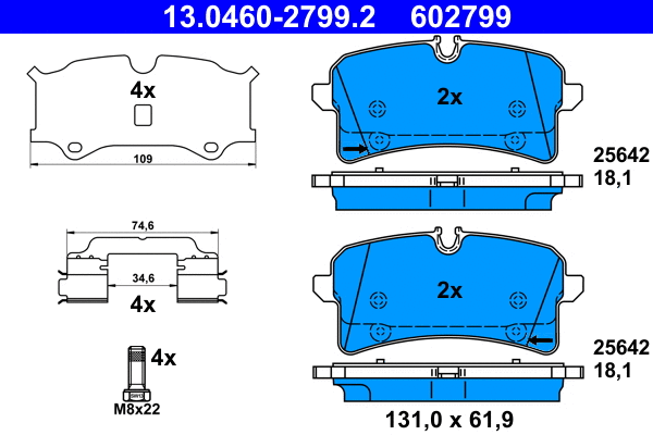Brake Pad Set, disc brake (13.0460-2799.2)