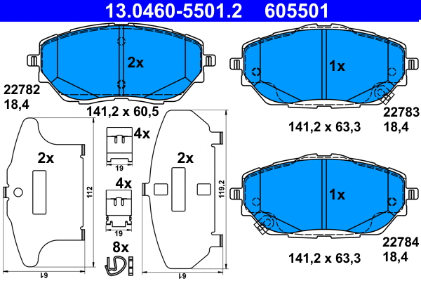 Brake Pad Set, disc brake (13.0460-5501.2)