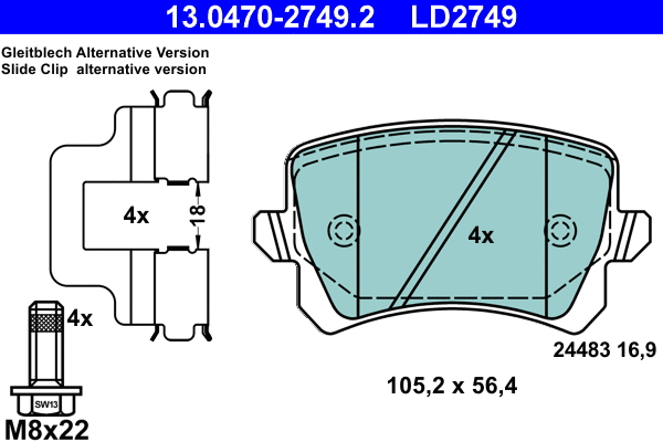 Brake Pad Set, disc brake (13.0470-2749.2)