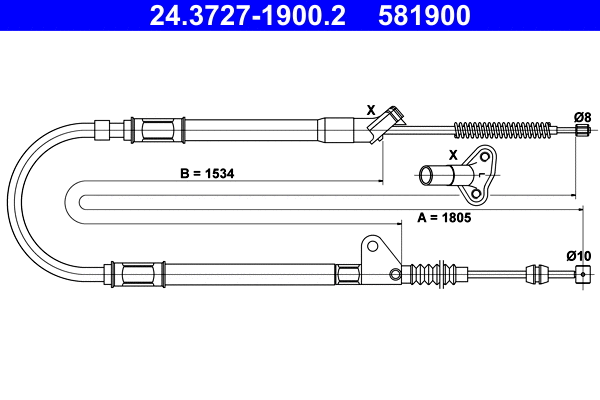 Cable Pull, parking brake (24.3727-1900.2)