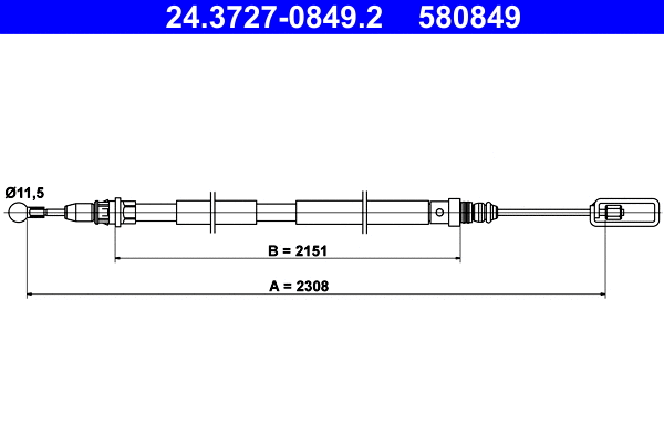 Cable Pull, parking brake (24.3727-0849.2)