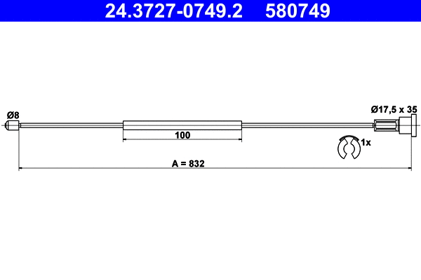 Cable Pull, parking brake (24.3727-0749.2)