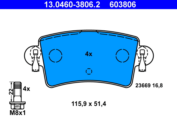 Brake Pad Set, disc brake (13.0460-3806.2)