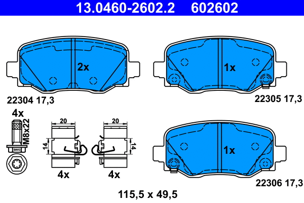 Brake Pad Set, disc brake (13.0460-2602.2)