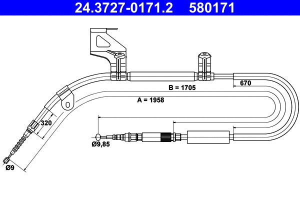 Cable Pull, parking brake (24.3727-0171.2)