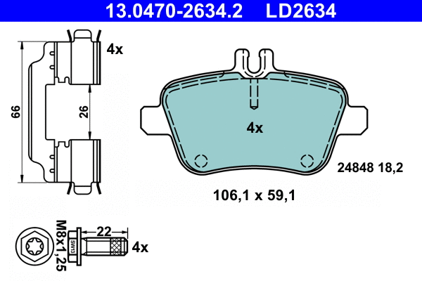Brake Pad Set, disc brake (13.0470-2634.2)