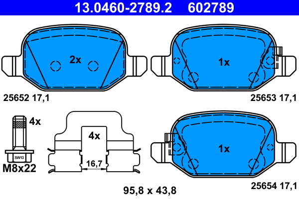 Brake Pad Set, disc brake (13.0460-2789.2)