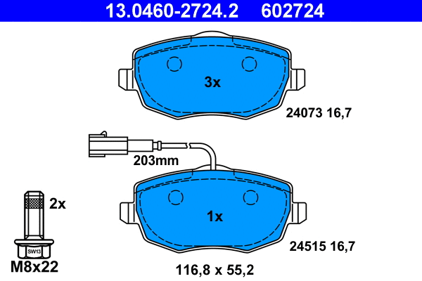 Brake Pad Set, disc brake (13.0460-2724.2)
