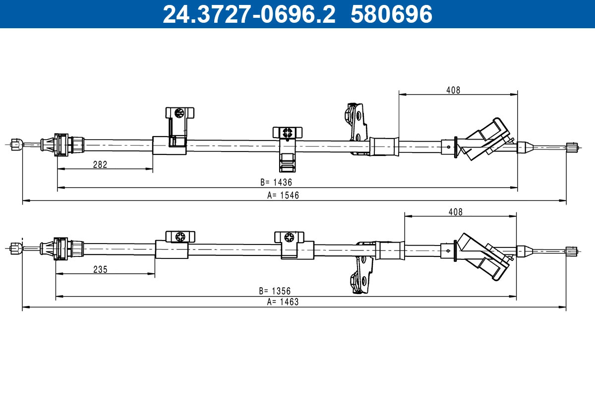 Cable Pull, parking brake (24.3727-0696.2)