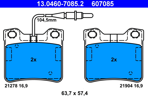 Brake Pad Set, disc brake (13.0460-7085.2)