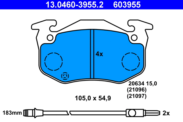 Brake Pad Set, disc brake (13.0460-3955.2)